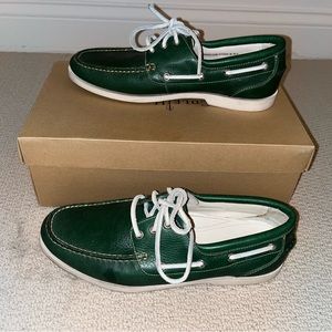 COLE HAAN GREEN TUMBLED HAYDEN BOAT SHOES